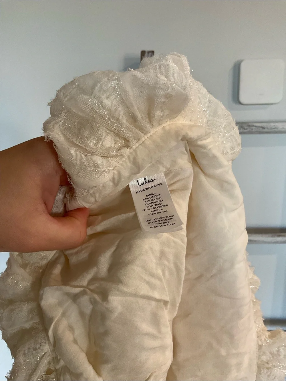 Lulus Constantly a Cutie Ivory Mixed Media Bubble-Hem Top Small NWOT - Picture 3 of 3